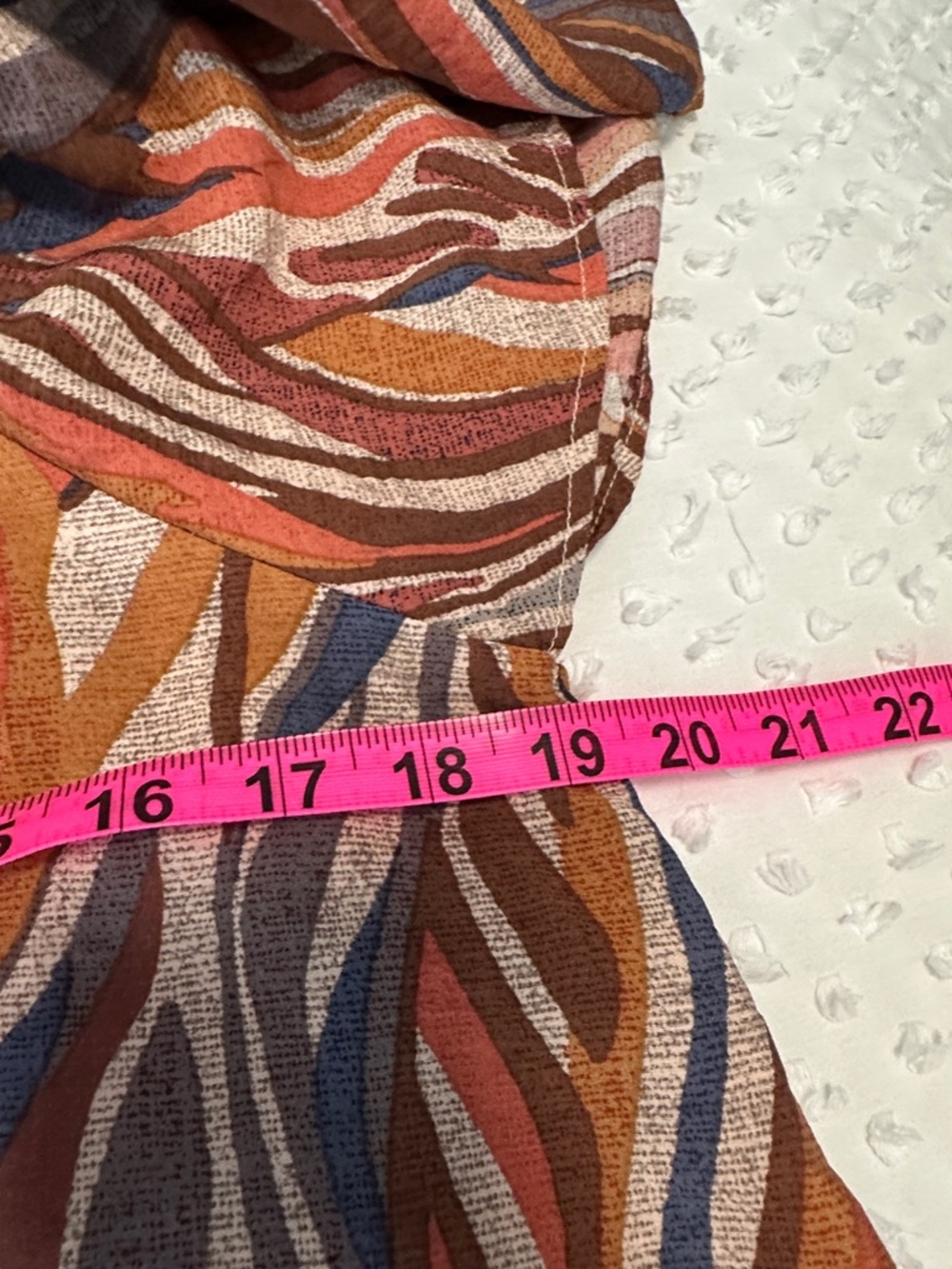 Robbie Bee Cottagecore Boho Coastal Retro Rust Multicolor Wave Print Dress SzL - Picture 8 of 9